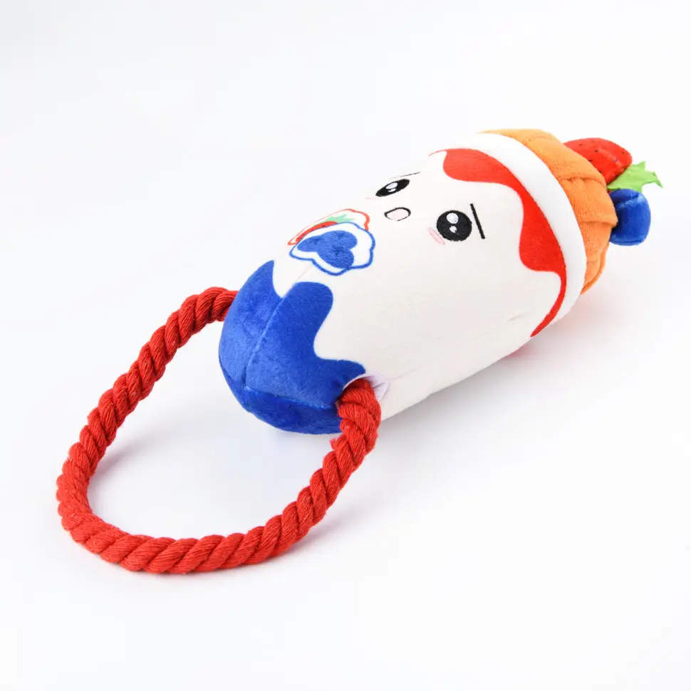 Mr.kranch игрушка для собак "йогурт", плюшевая с канатиком и пищалкой, 19 см в интернет-зоомагазине Pets Room
