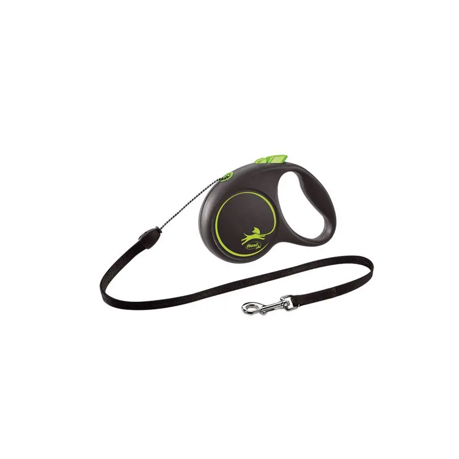 Flexi black design cord s поводок-рулетка для собак, зеленая 5 м, до 12 кг в интернет-зоомагазине Pets Room