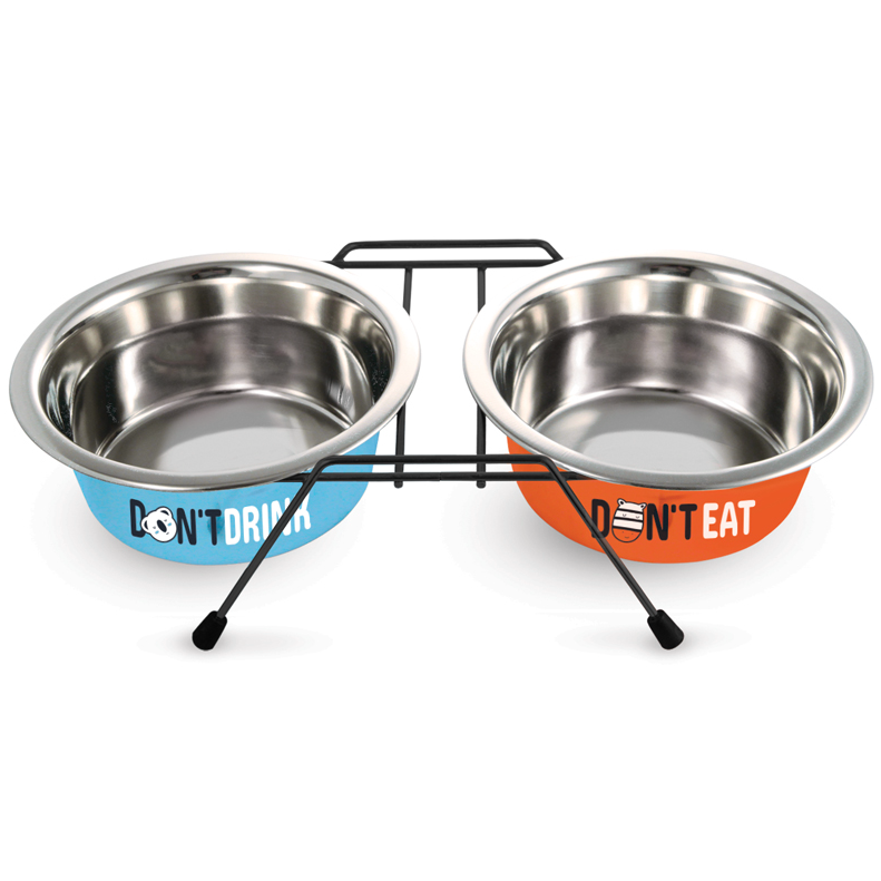 Миска металлическая на подставке "water&food", 2*0,8л, triol в интернет-зоомагазине Pets Room