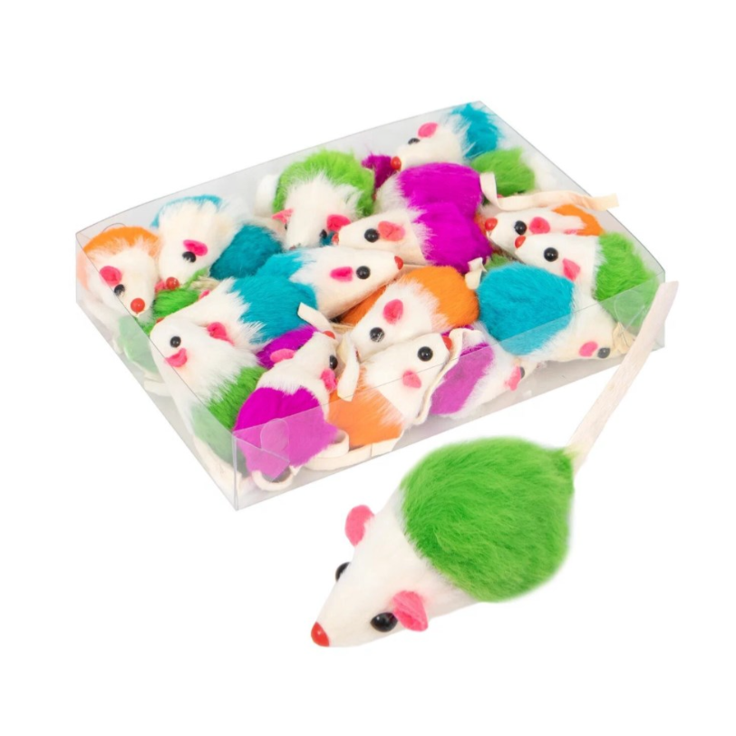 Мышь цветная (натур.мех, с кош.мятой, 5х2см) rich breed ик-130 в интернет-зоомагазине Pets Room