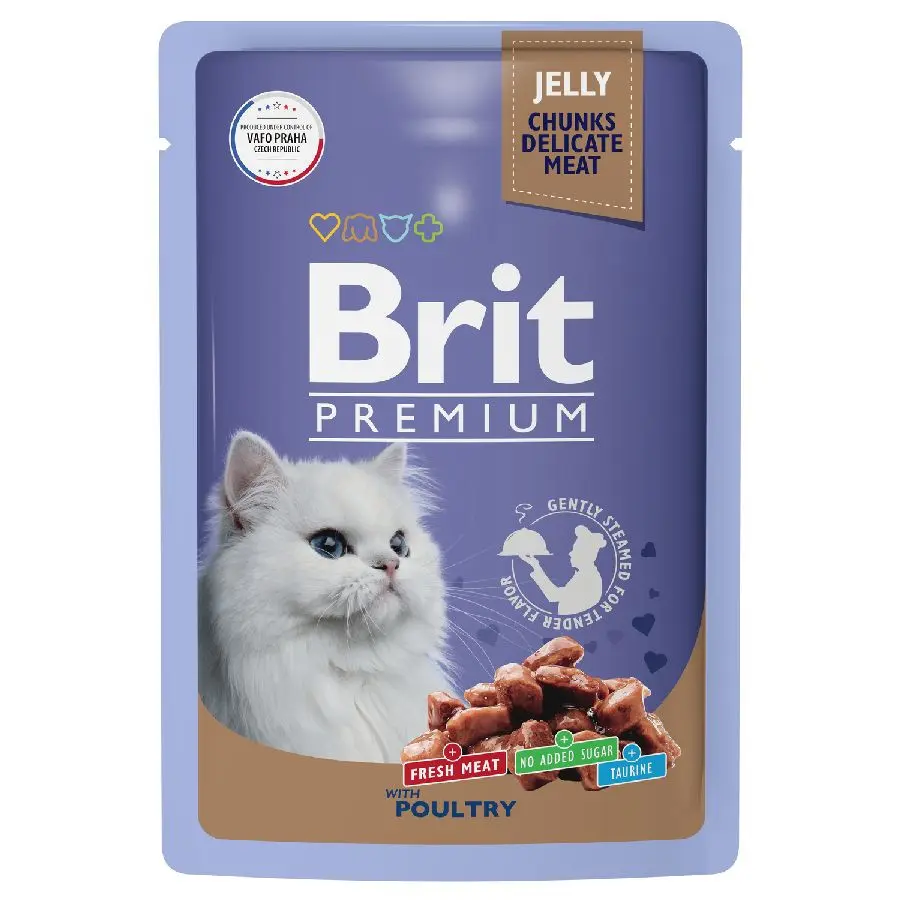 Brit premium, пауч для взрослых кошек, ассорти из птицы в желе, 85г в интернет-зоомагазине Pets Room