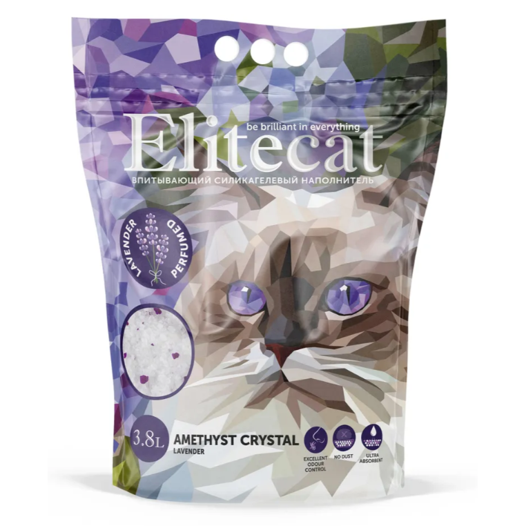 Elitecat наполнитель впитывающий силикагель "crystal lavender", 3.8л в интернет-зоомагазине Pets Room