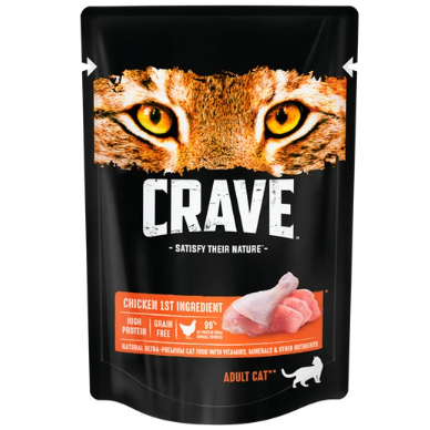 Crave корм консервированный для взрослых кошек курица в желе (пауч) 70гр в интернет-зоомагазине Pets Room