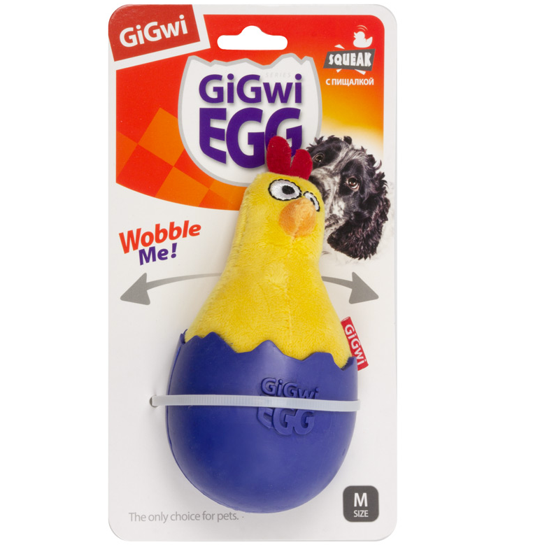 75476 Игрушка для собак цыпленок-неваляшка с пищалкой 14см, серия gigwi egg в интернет-зоомагазине Pets Room