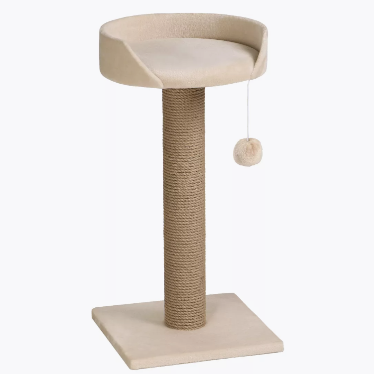 Когтеточка столбик с лежаком джут ковролин 35х30х54 ø7 rich breed кд-19 бежевый в интернет-зоомагазине Pets Room