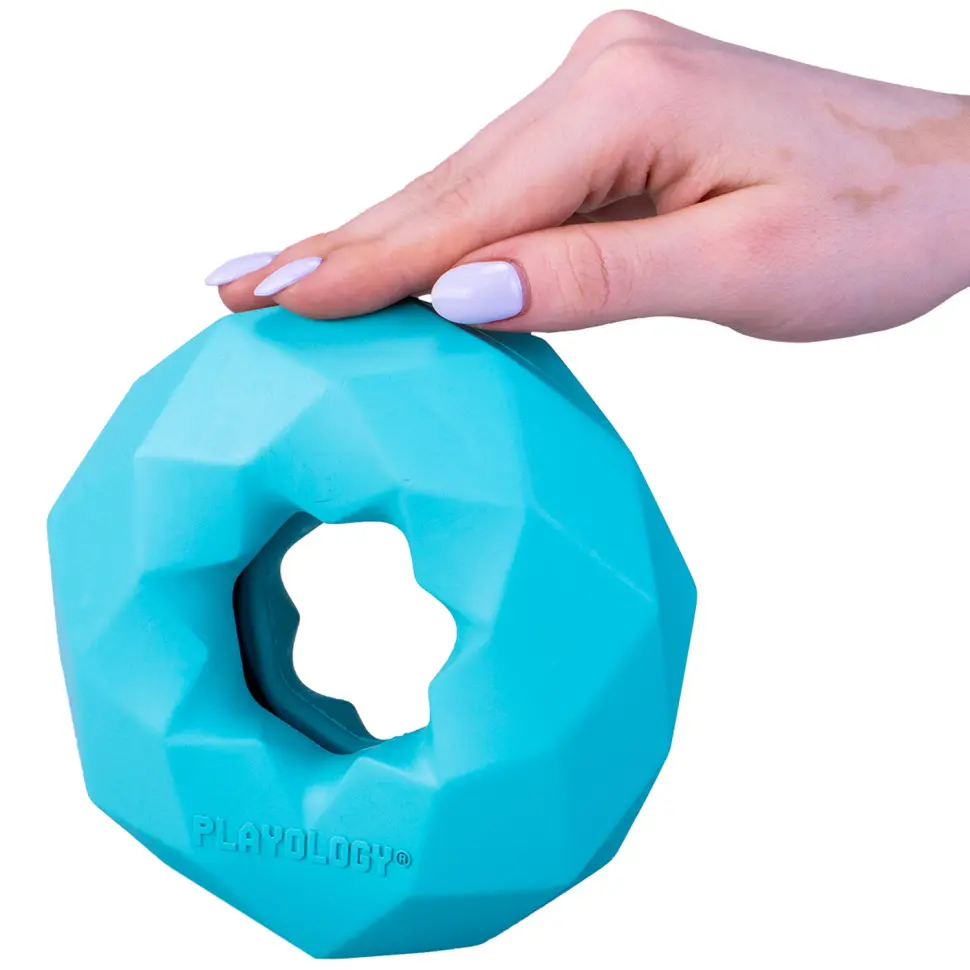 Playology channel chew ring хрустящее жевательное кольцо-многогранник для собак с ароматом арахиса, голубой в интернет-зоомагазине Pets Room