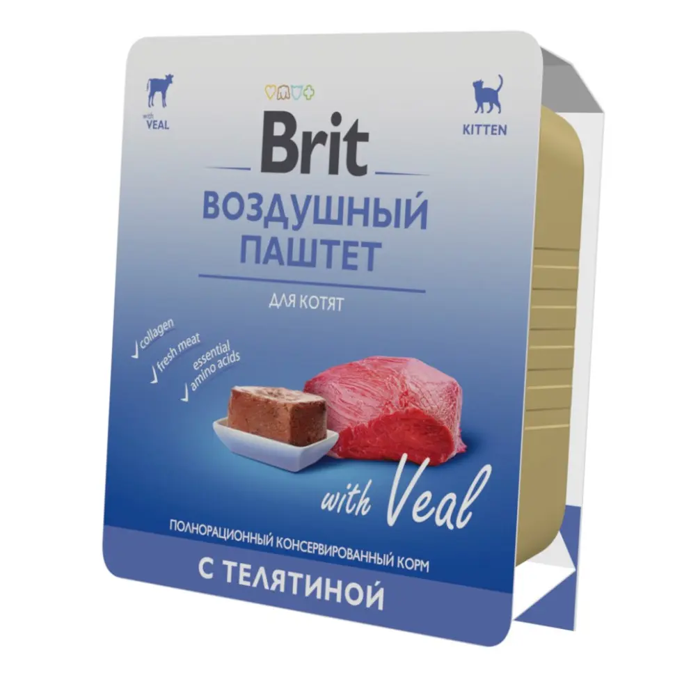 Brit premium, воздушный паштет для котят, телятина, 100г в интернет-зоомагазине Pets Room