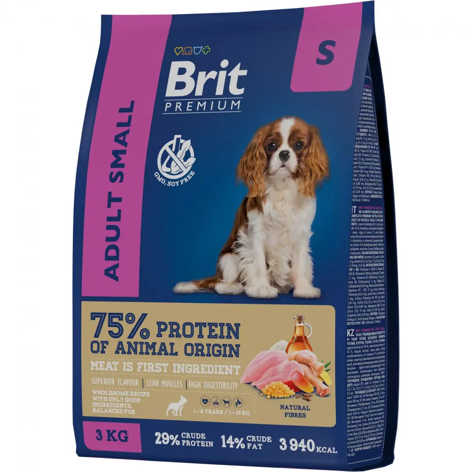 Brit premium dog adult small сухой корм для взрослых собак мелких пород с курицей - 3 кг в интернет-зоомагазине Pets Room