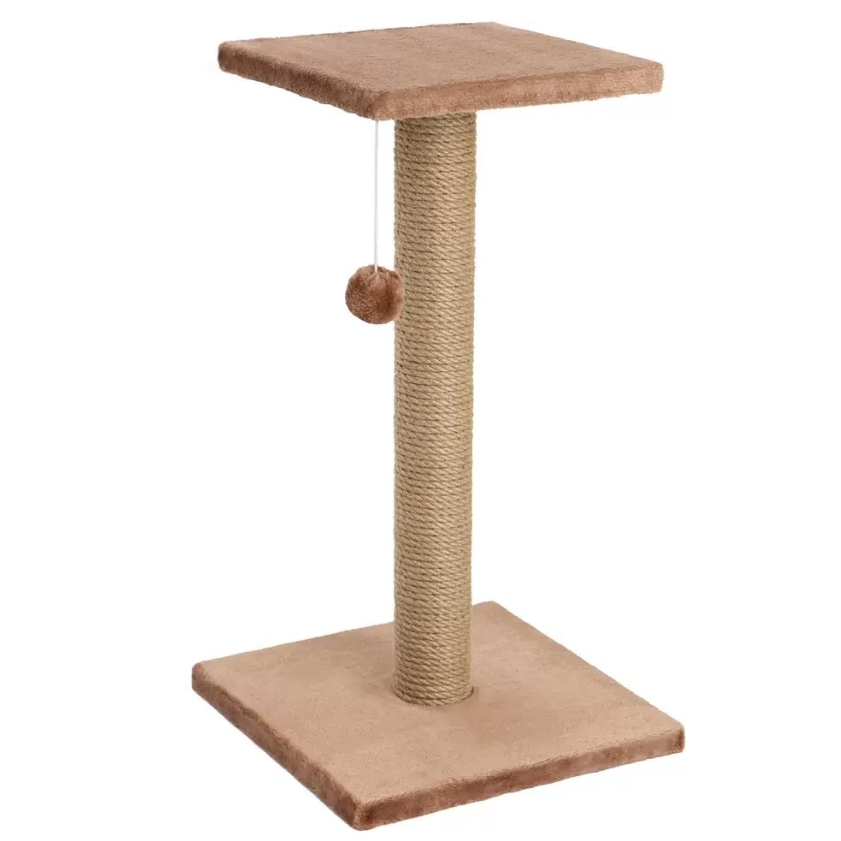 Когтеточка столбик на подставке джут 30х30х54 ø7 rich breed кд-10 коричневый в интернет-зоомагазине Pets Room