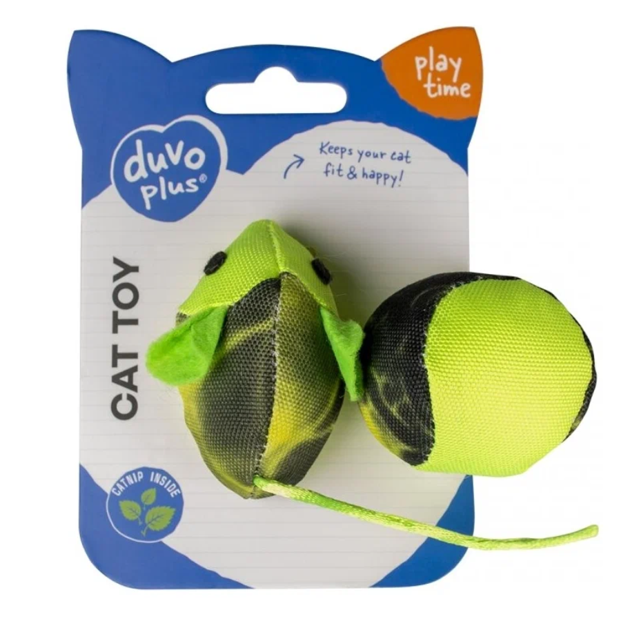 Duvo+ игрушка для кошек с кошачьей мятой "мышка и мячик флэш", салатово-чёрные, 16х3.8х4см в интернет-зоомагазине Pets Room