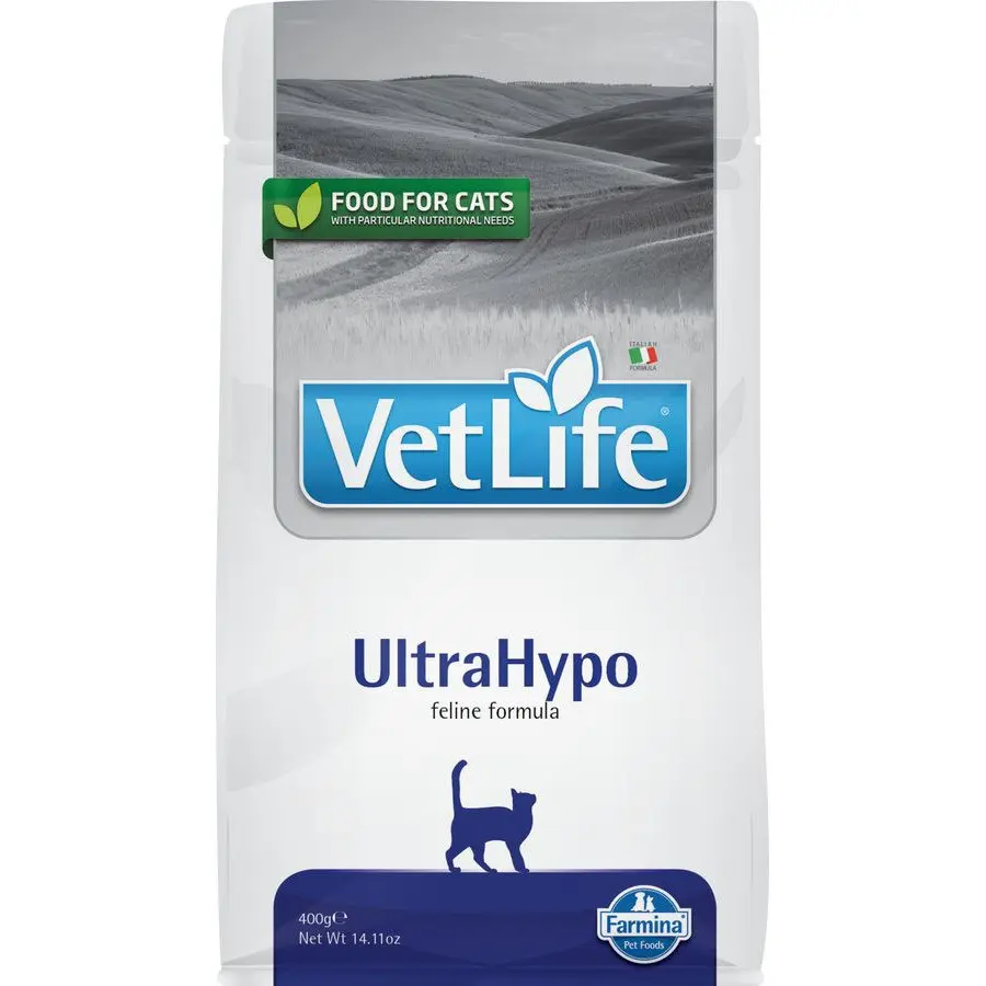 Farmina vet life cat ultrahypo сухой корм для взрослых кошек при пищевой аллергии - 400 г в интернет-зоомагазине Pets Room