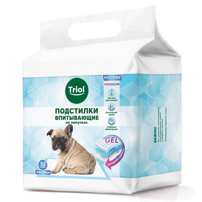 Подстилки впитывающие на липучках, 600*600мм (уп.12шт.), серия hygiene, triol в интернет-зоомагазине Pets Room