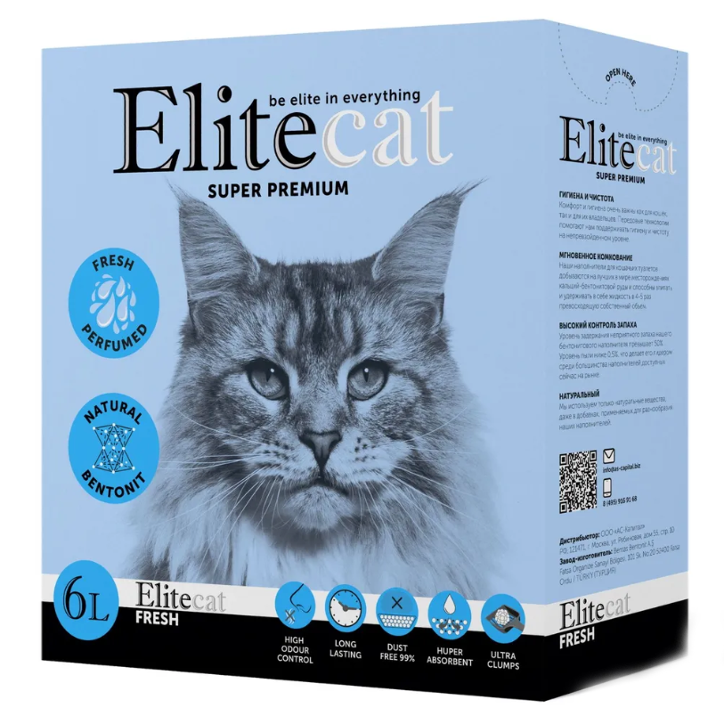 Elitecat наполнитель комкующийся с ароматом свежести "fresh", 6л / 5.1кг в интернет-зоомагазине Pets Room