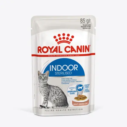 Royal canin indoor sterilised 85 г пауч соус влажный корм для стерилизованных кошек от 1 до 7 лет, живущих в помещении в интернет-зоомагазине Pets Room
