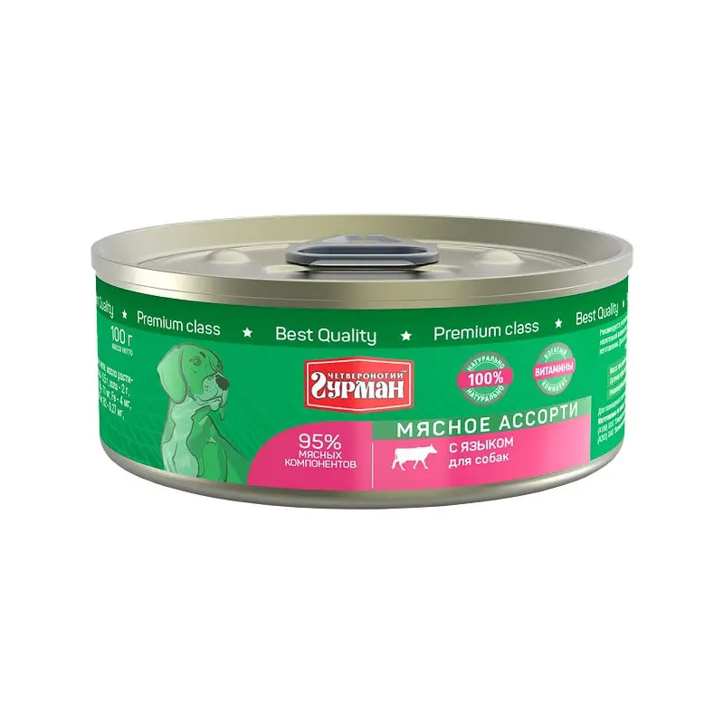 Четвероногий гурман кон.д/соб.мясное ассорти с языком 100гр в интернет-зоомагазине Pets Room