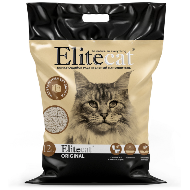 Elitecat наполнитель комкующийся, растительный "tofu original", 12л / 5.4кг в интернет-зоомагазине Pets Room