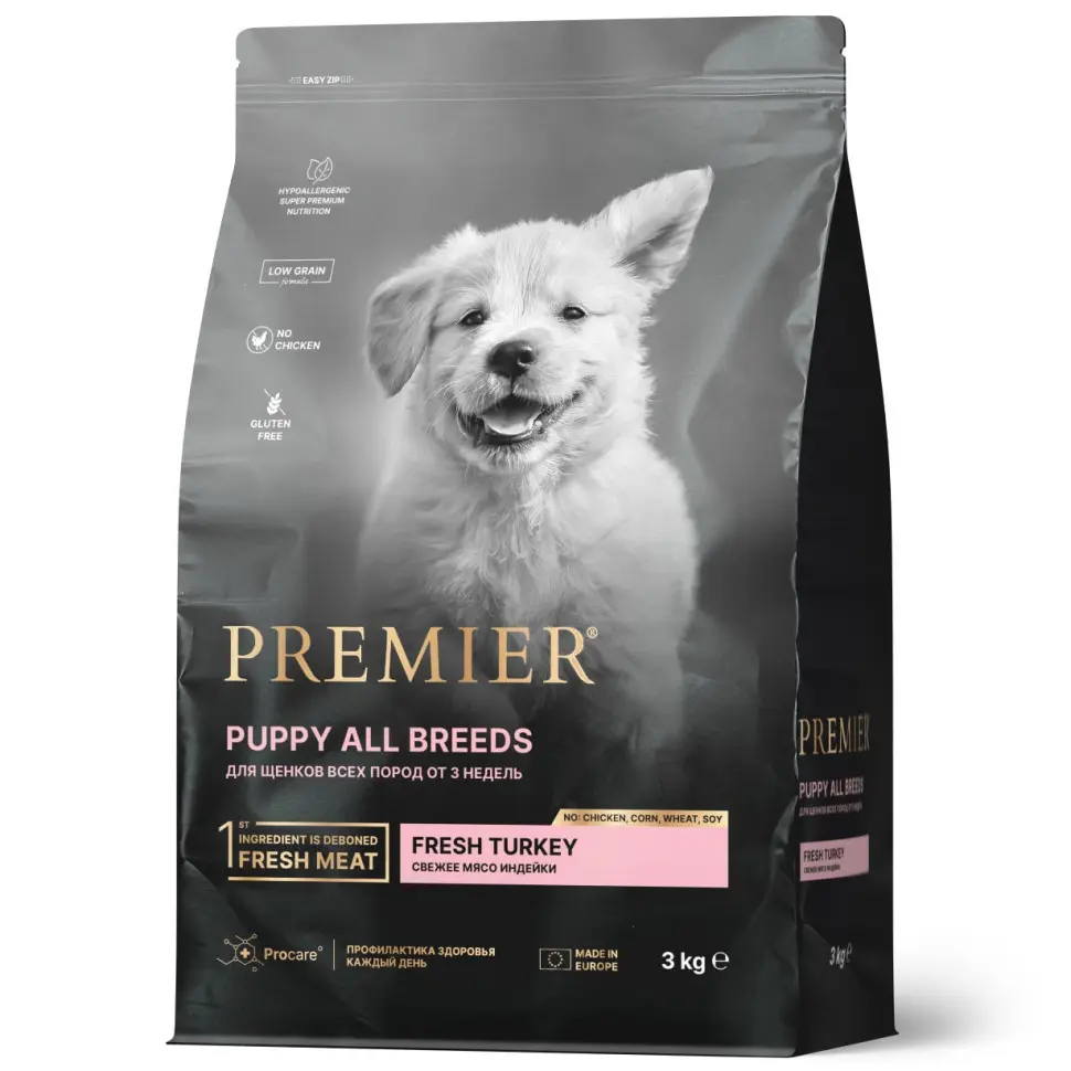 Premier dog turkey puppy сухой корм для щенков, свежее мясо индейки - 3 кг в интернет-зоомагазине Pets Room