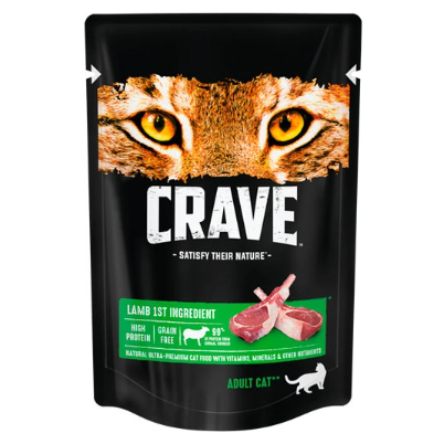 Crave корм консервированный для взрослых кошек ягненок в желе (пауч) 70гр в интернет-зоомагазине Pets Room