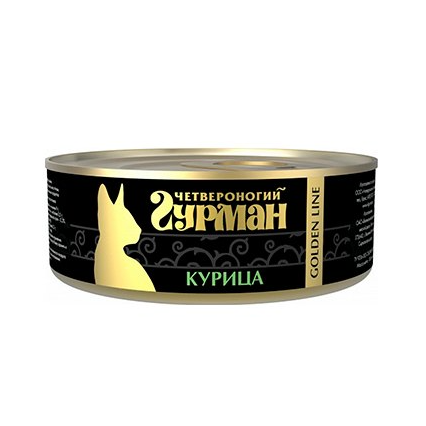 Четвероногий гурман консервы для кошек golden line курица натуральная в желе, 100г в интернет-зоомагазине Pets Room