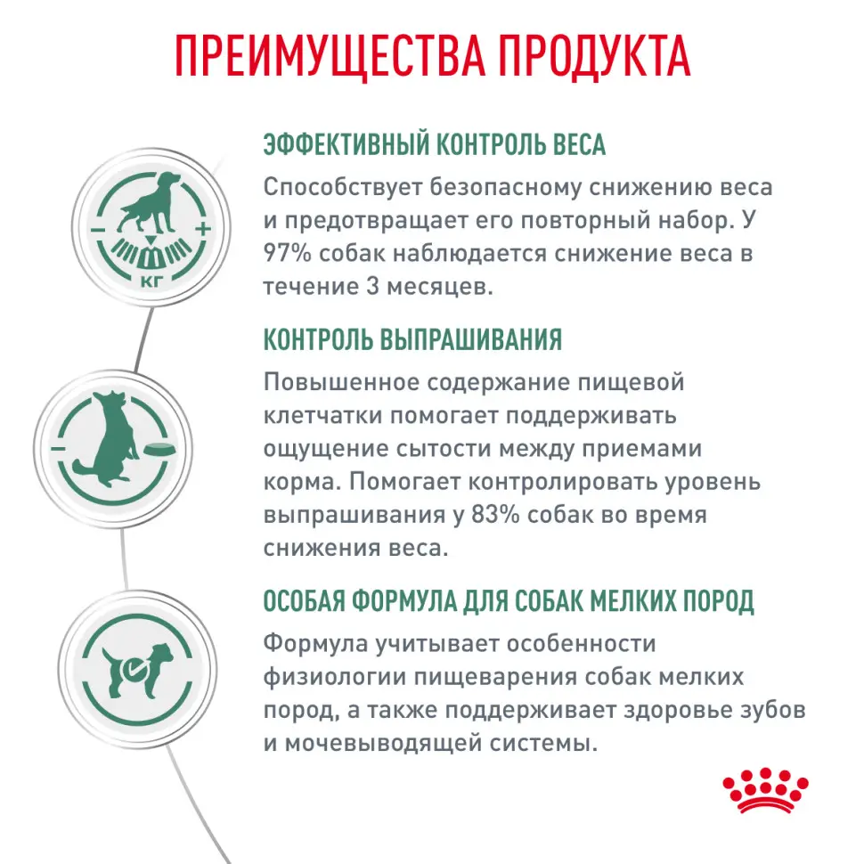 Royal canin satiety weight management small dogs сухой корм для взрослых собак мелких пород для снижения веса - 500 г в интернет-зоомагазине Pets Room