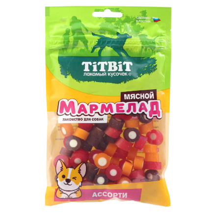 Титбит 025901 лакомство д/собак мармелад мясной ассорти 120г в интернет-зоомагазине Pets Room