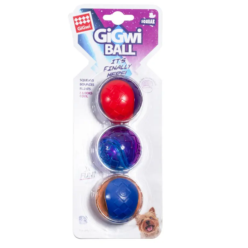 Gigwi ball игрушка для собак три мяча с пищалкой, 5 см в интернет-зоомагазине Pets Room