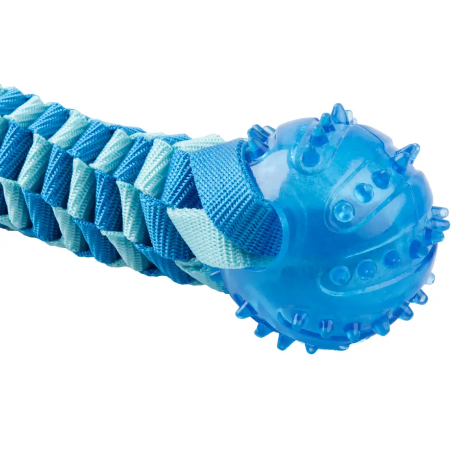 Mr.kranch игрушка для собак плетеный жгут с резиновым мячом, 13 см, голубая в интернет-зоомагазине Pets Room