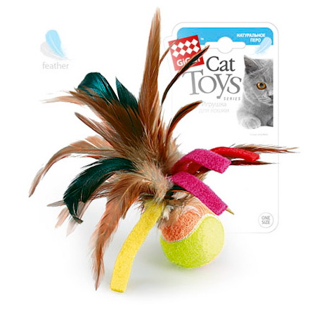 75068 Игрушка для кошек мячик с перьями 6см, серия catch & scratch в интернет-зоомагазине Pets Room