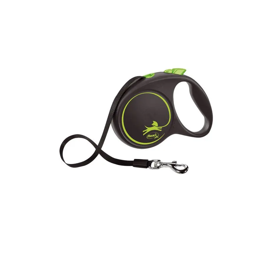 Flexi black design tape l поводок-рулетка для собак, зеленая 5 м, до 50 кг в интернет-зоомагазине Pets Room