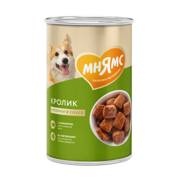 Влажный корм мнямс кусочки в соусе с кроликом для собак всех пород «фитнес» 400 г в интернет-зоомагазине Pets Room