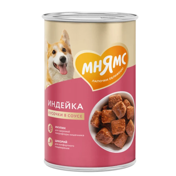 Влажный корм мнямс кусочки в соусе с индейкой для собак всех пород «комфортное пищеварение" 400 г в интернет-зоомагазине Pets Room