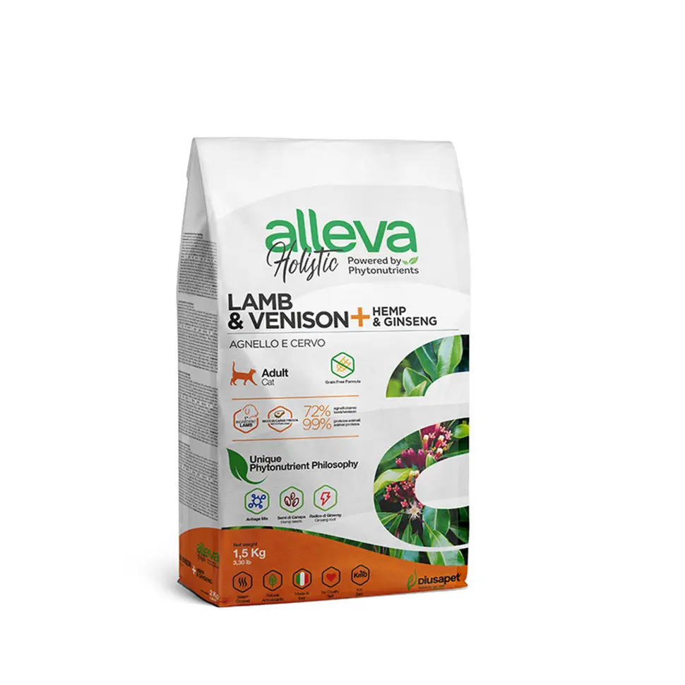 Alleva holistic cat adult lamb & venison сухой корм для взрослых кошек с ягненком и олениной, коноплей и женьшенем - 1,5 кг в интернет-зоомагазине Pets Room