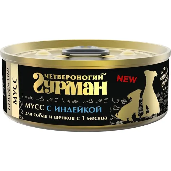 Четвероногий гурман голден мусс с индейкой для собак и щенков 100гр в интернет-зоомагазине Pets Room