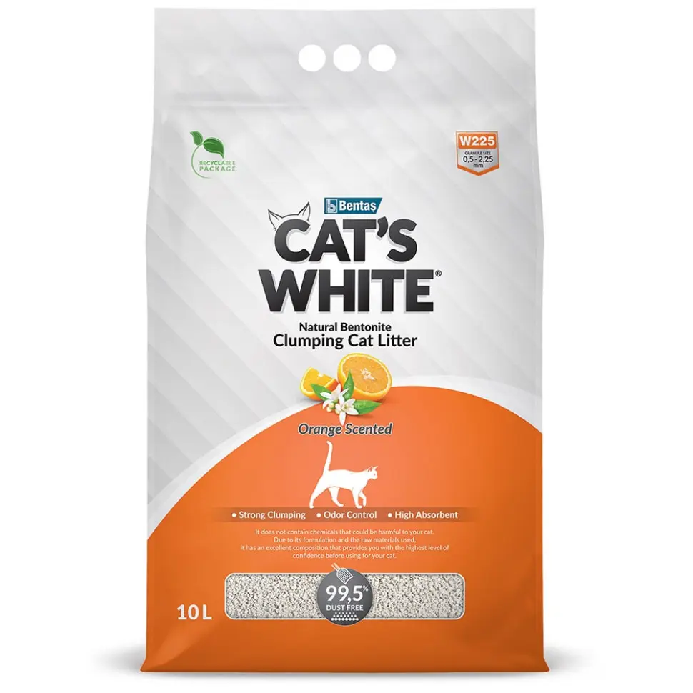 Cat's white orange наполнитель комкующийся для кошачьего туалета с ароматом апельсина - 10 л в интернет-зоомагазине Pets Room