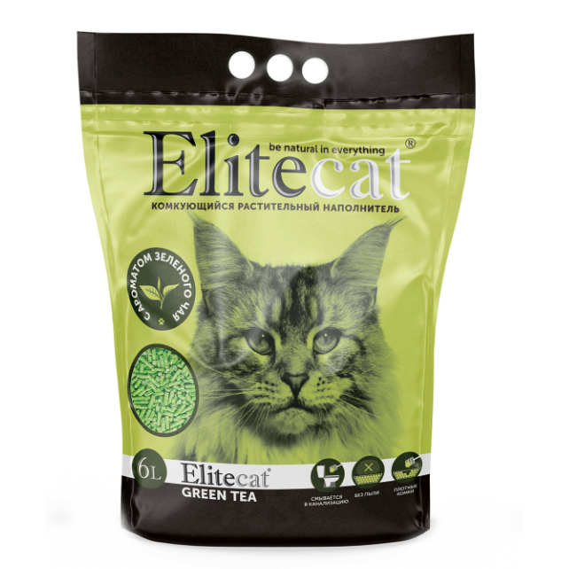 Elitecat наполнитель комкующийся, растительный "tofu green tea", 6л / 2.7кг в интернет-зоомагазине Pets Room