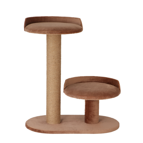 # Когтеточка бета (толстый столбик, 2 круглые лежанки) джут 62х35х70 ø10 кд-39 бежевый в интернет-зоомагазине Pets Room