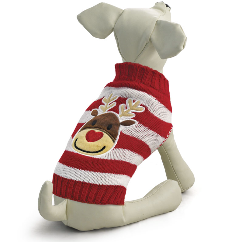 Свитер  "оленёнок" l, красно-белый, размер 35см, triol в интернет-зоомагазине Pets Room