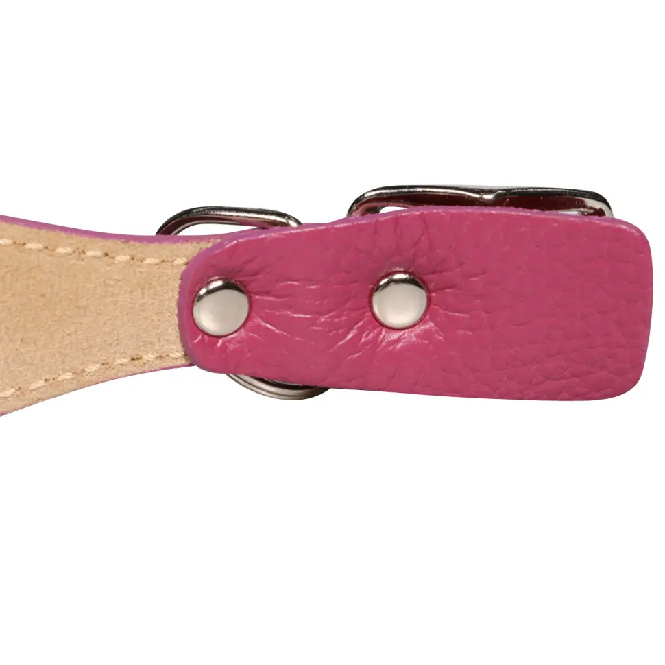 Mr.kranch ошейник для собак из натуральной кожи с qr-адресником, 38-45 см, малиновый в интернет-зоомагазине Pets Room