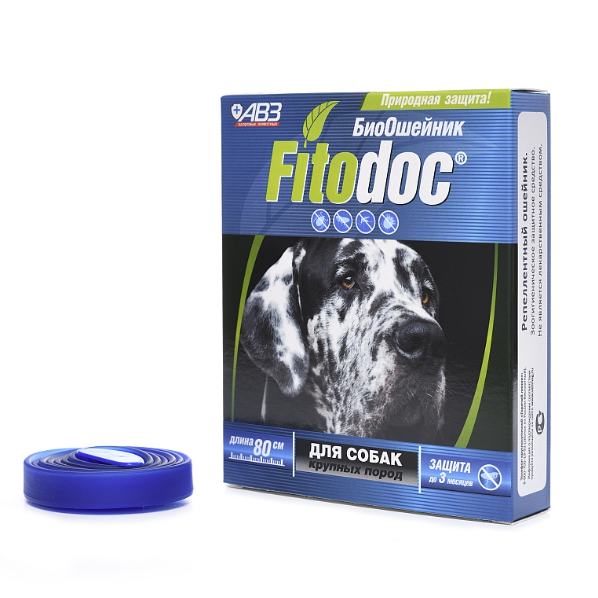 Авз фитодок 80 см ошейник для крупных собак репеллентный био от блох до 3 месяцев и клещей до 5 недель на основе эфирных масел фото Авз фитодок 80 см ошейник для крупных собак репеллентный био от блох до 3 месяцев и клещей до 5 недель на основе эфирных масел в интернет-зоомагазине Pets Room