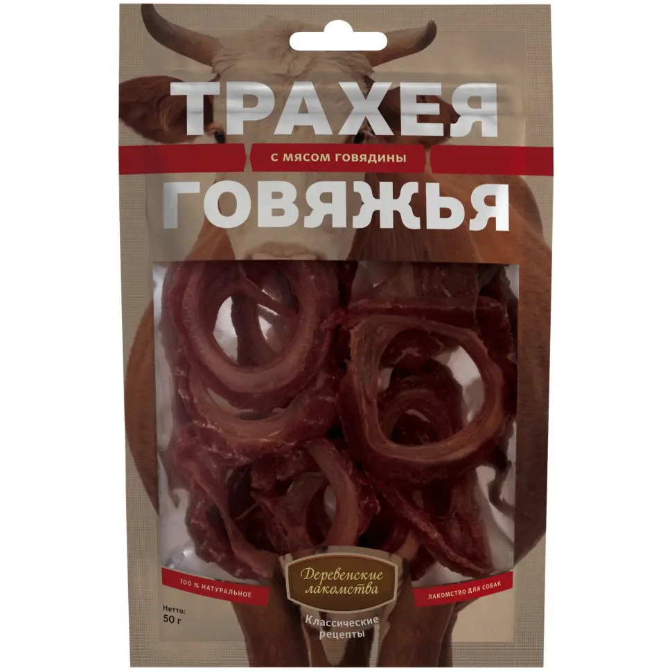 Деревенские лакомства трахея говяжья с мясом говядины - 50 г в интернет-зоомагазине Pets Room