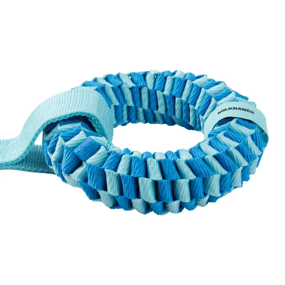 Mr.kranch игрушка-перетяжка для собак плетеное кольцо-спираль двойное на ленте, диаметр 12 см, голубая в интернет-зоомагазине Pets Room
