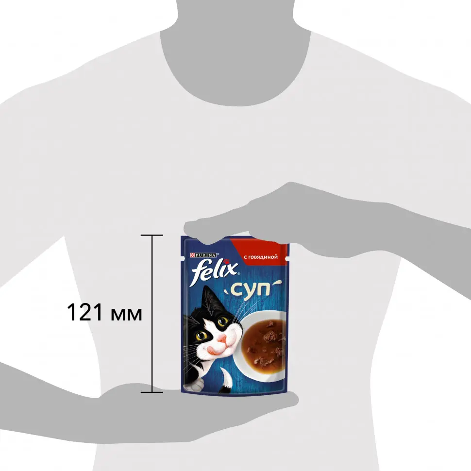 Felix суп влажный корм для взрослых кошек, с говядиной пауч 48 г в интернет-зоомагазине Pets Room