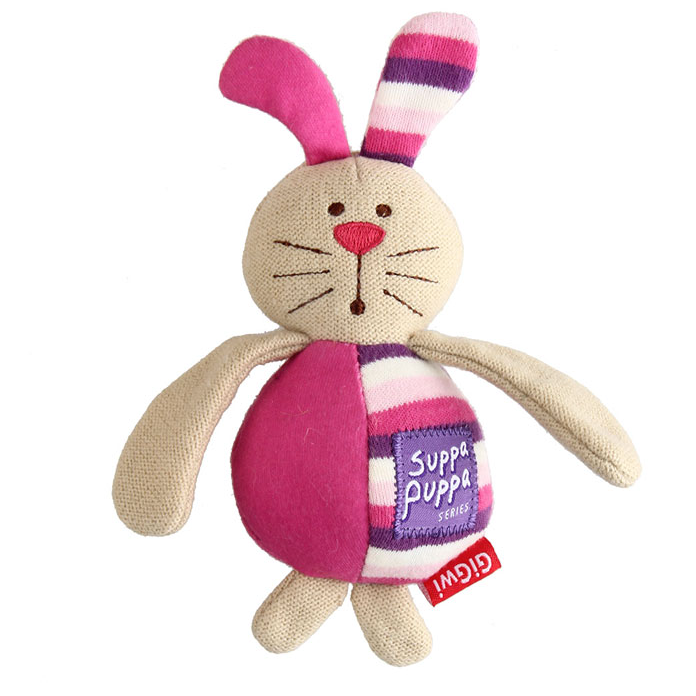 85023 Игрушка для маленьких собак зайка с пищалкой 15 см, серия suppa puppa, gigwi в интернет-зоомагазине Pets Room