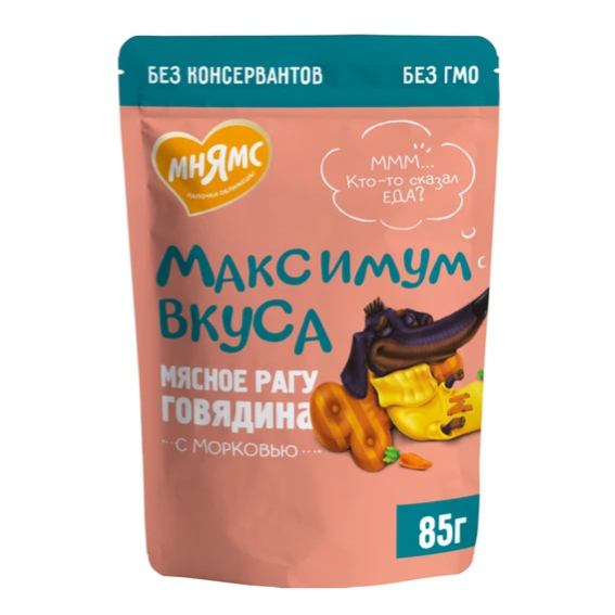 Пауч мнямс мясное рагу с говядиной и морковью для собак "максимум вкуса" 85 г в интернет-зоомагазине Pets Room