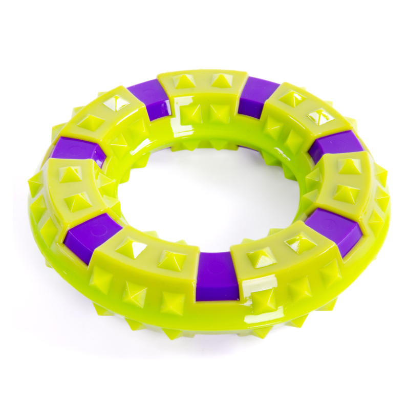 Elitedog игрушка для собак резиновая "колючее кольцо", зелёно-фиолетовая, 15.2х15.2х3.3см в интернет-зоомагазине Pets Room