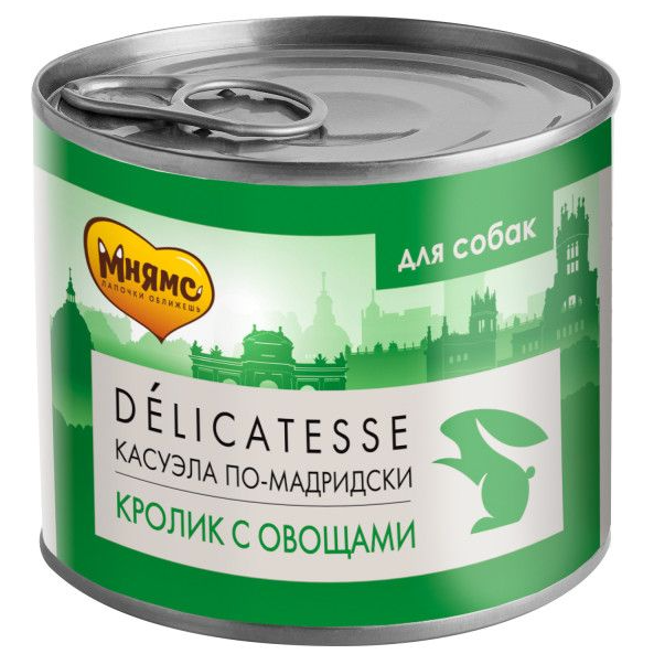 Влажный корм мнямс деликатес паштет из кролика с овощами для собак всех пород "касуэла по-мадридски" 200 г в интернет-зоомагазине Pets Room