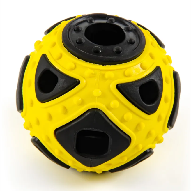 Skyrus игрушка для собак резиновая "мяч для лакомств", чёрно-жёлтая, 6.4x6.4x5.9см в интернет-зоомагазине Pets Room