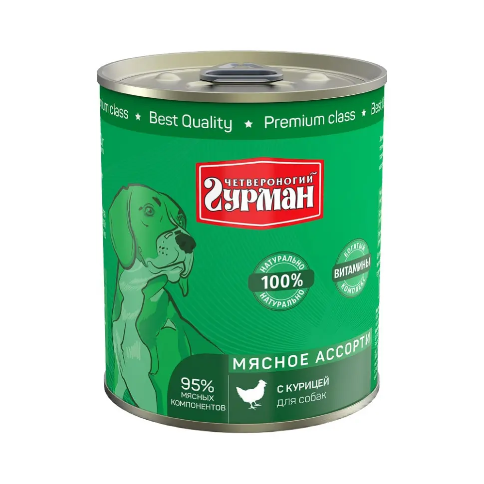 Четвероногий гурман кон.д/соб.мясное ассорти с курицей 340г в интернет-зоомагазине Pets Room