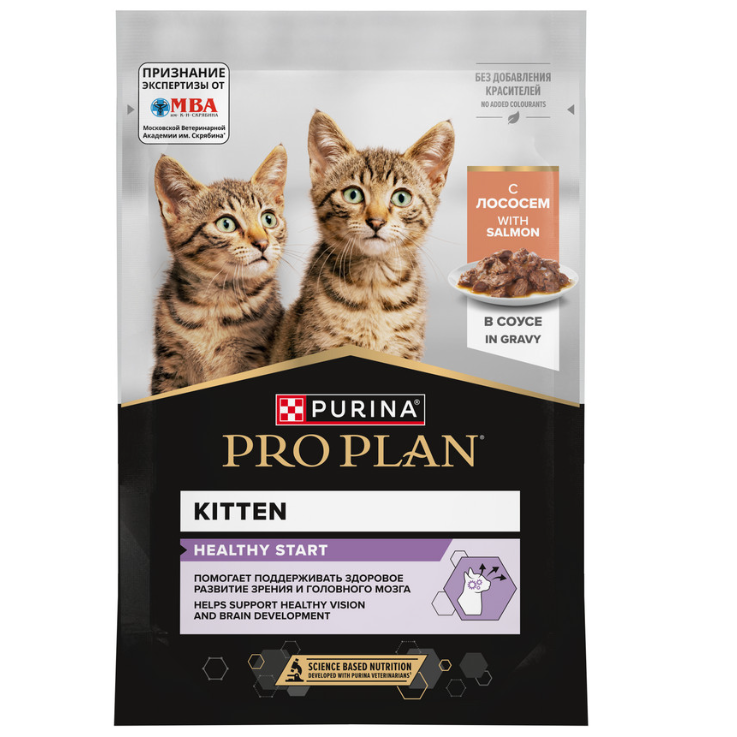 Pro plan 85 г пауч влажный  корм для котят, с лососем в соусе в интернет-зоомагазине Pets Room