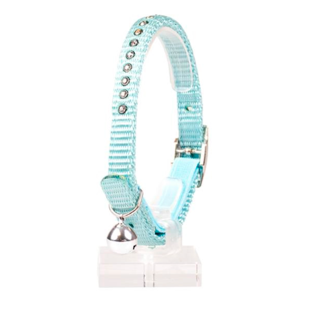 Duvo+ ошейник для кошек нейлоновый "стразы", голубой, 20-30см/10мм в интернет-зоомагазине Pets Room